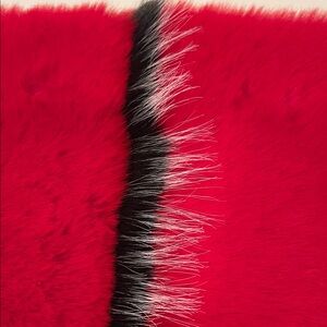 Red and Black Faux Fur Scarf